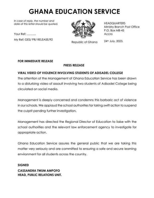 viral video of Adisadel Students Involved in violence